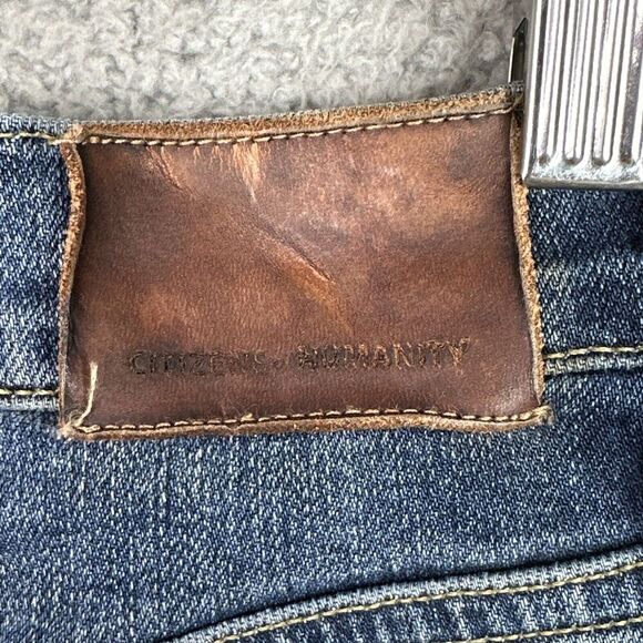 Citizens of Humanity Demy Flare Jeans Distressed Raw Hem Blue Sz 24 - Picture 12 of 13